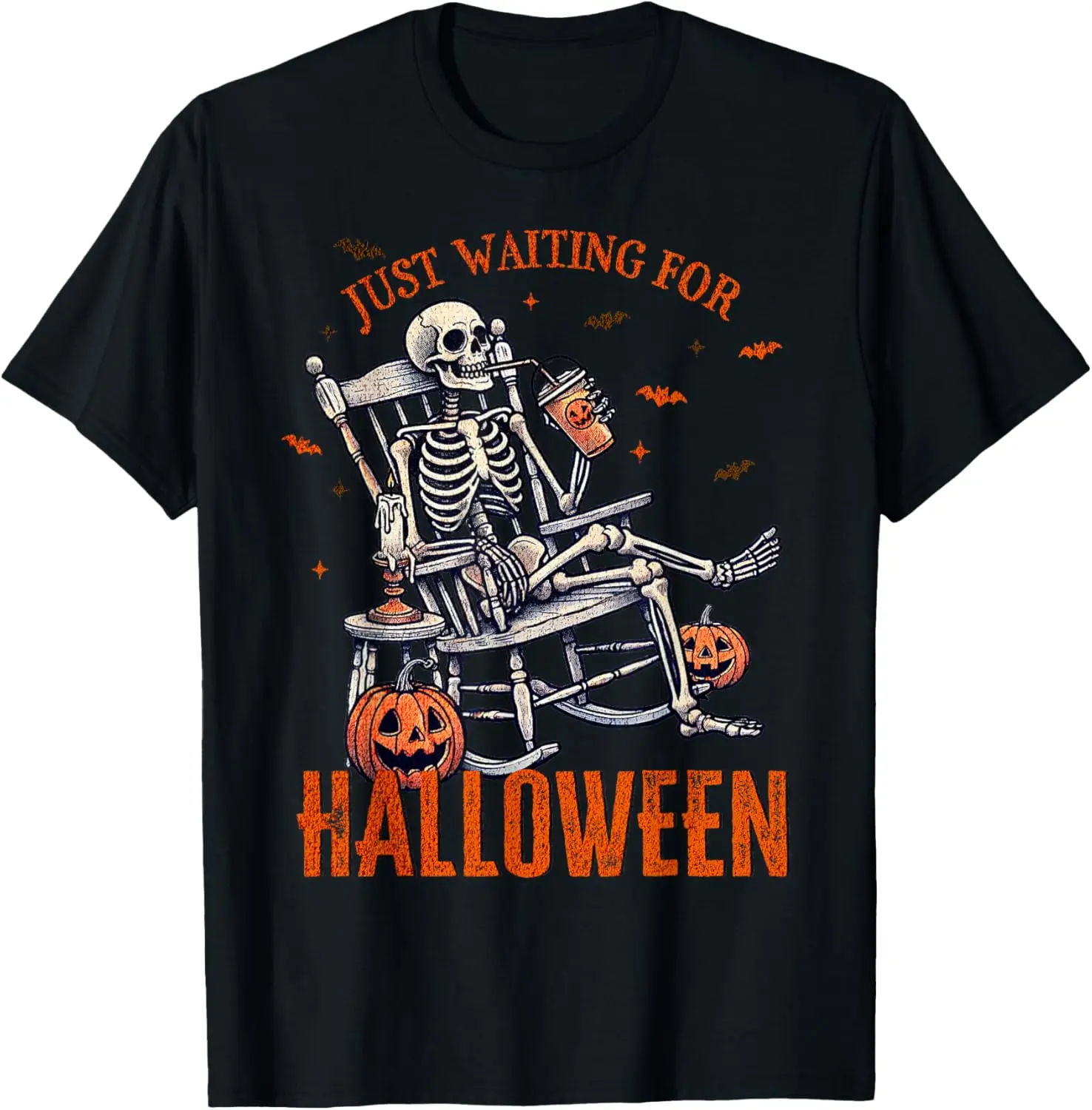 Just waiting for Halloween skeleton Halloween party matching T-Shirt