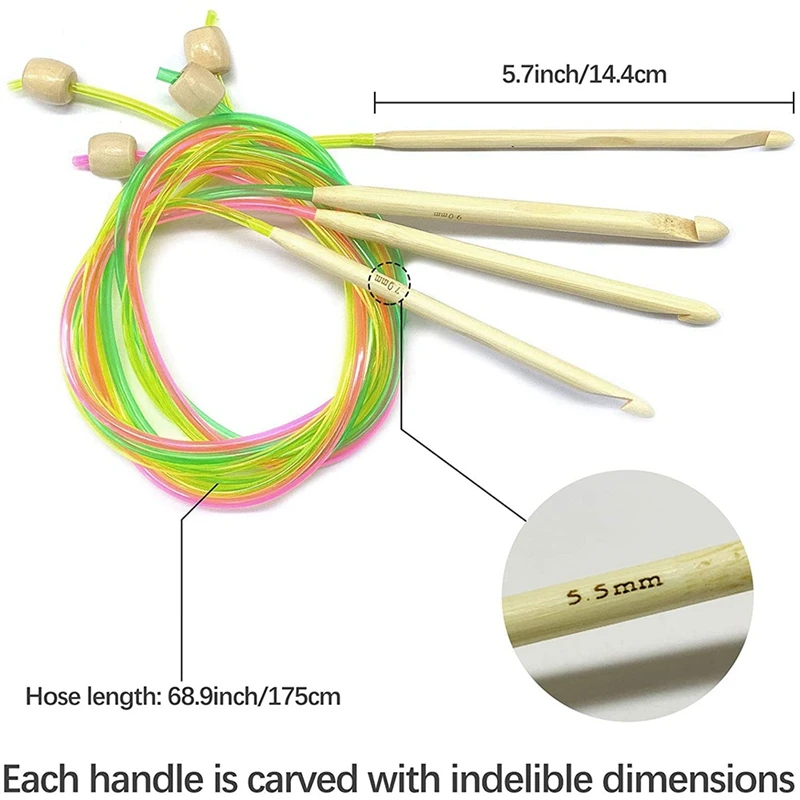 46Pcs Tunisian Crochet Hook Set Include Plastic Cable Afghan Crochet Hook And Tunisian Afghan Aluminum Knitting Needles