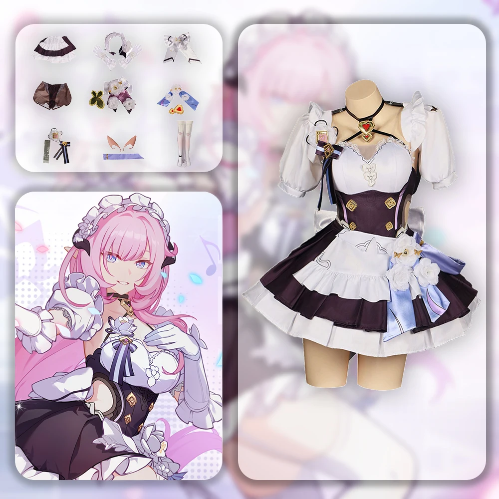 

Game Honkai Impact 3 Cos Elysia Cosplay Costume Outfit Fantasy Maid Uniform Accessory For Girls Roleplay Halloween Carnival Suit