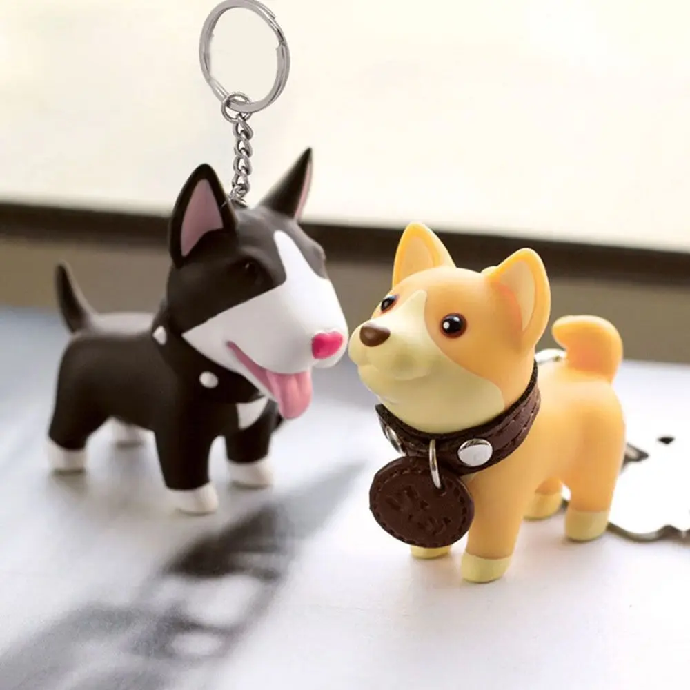 Cute Dog Keychain Figure PVC Doll Toys Key Ring Holder Shiba Inu Bull Terrier Excellent Gift  for Car Accessories