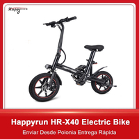 Happyrun HR-X40 Folding Electric Bike 250W Mini Electric Bicycle 36V 10AH Lithium Battery 14 Inch Adults Outdoor Assist E Bike