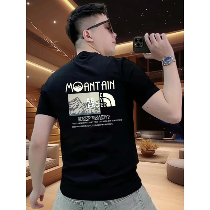 الاتجاه الأوروبي عالية الجودة قصيرة الأكمام تي شيرت 2026 الصيف عارضة إلكتروني طباعة Ins جولة الرقبة نصف كم