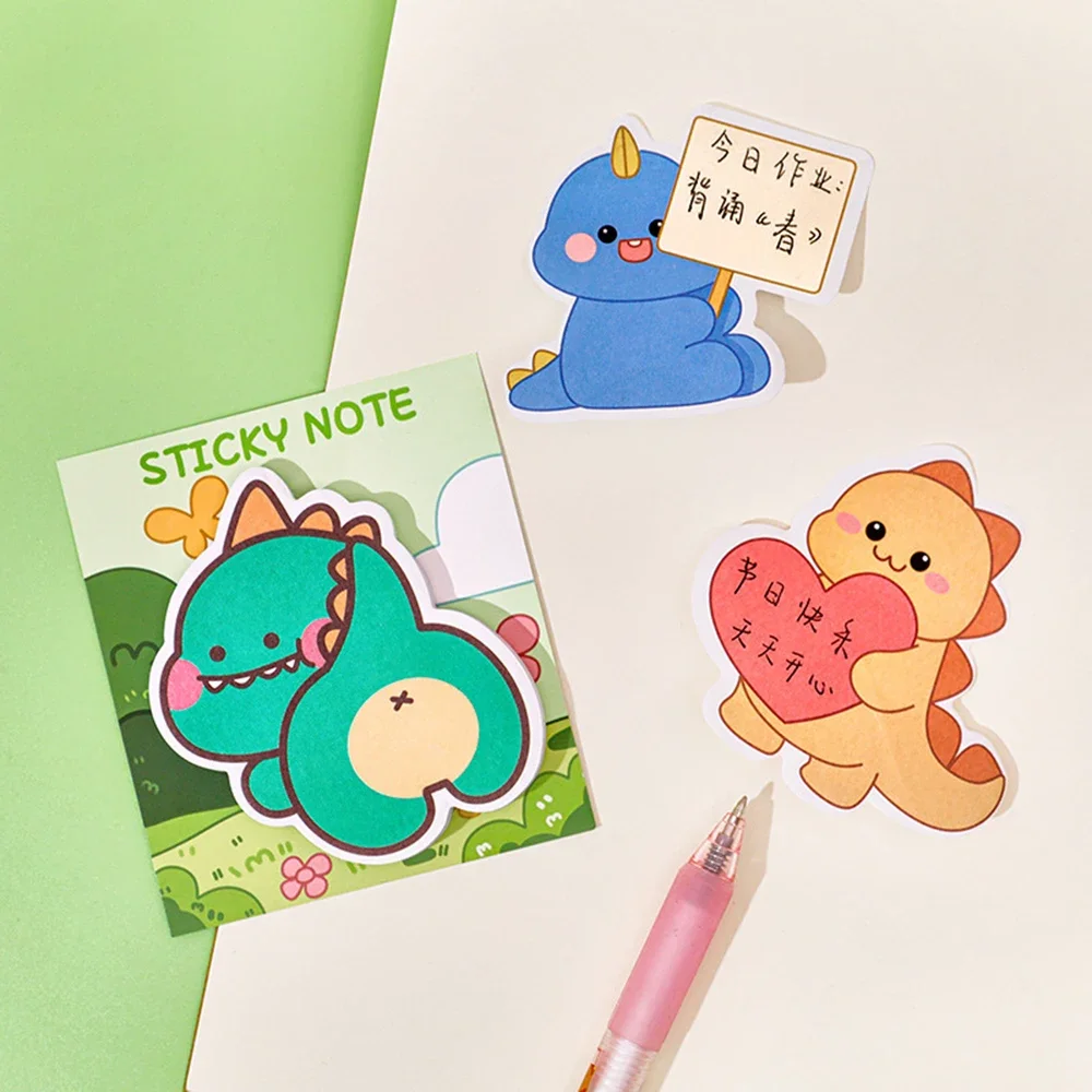 30 Sheets Cartoon Dinosaur Sticky Notes Memo Notepad Handbook Decorative Note Pad Stationery