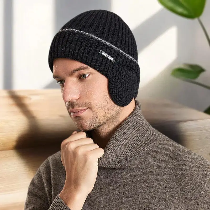 Outdoor Winter Knitted Hat Men Women Plush Warm Ear Cap Earmuff Stylish Soft Casual Ski Hats Cycling Ear Protection Beanies