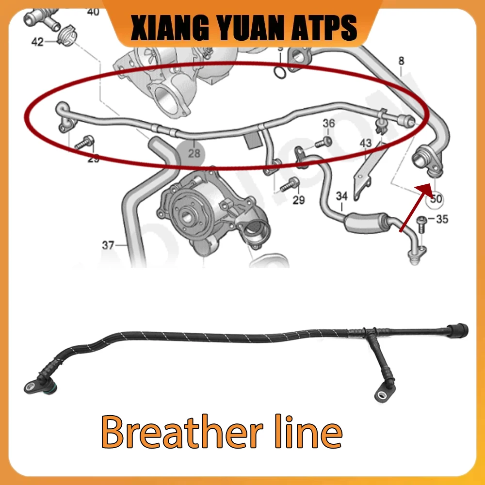 

06M121692AF Car Water Tank Connection Coolant Hose Breather line For Audi A8D5 A8 S8 Quattro 4N 2018 - 2026 3.0L