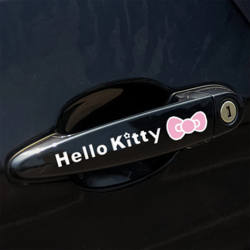 Sanrio Car Door Handle Modification Sticker Kawaii Hello Kitty Fuel Tank Cap Decoration Sticker Children\'s Toy Birthday Gift