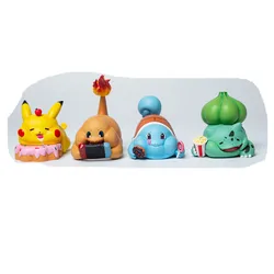 Cartoon Anime Pokemon Bulbasaur Squirtle Pikachu Charmander Fat Otaku Version Doll Figure Model Toys