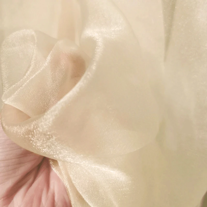 White Organza Voile Sheer Fabric - Shimmering, See-Through, and Sold by the Meter - Ideal Material for Sewing and Crafts