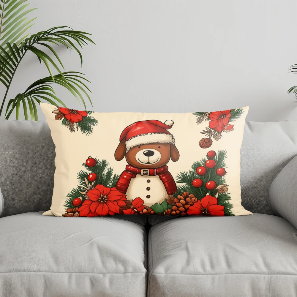 ديكور المنزل رجل الثلج والهدايا وسادة عيد الميلاد مناسبة للأريكة غرفة نوم غطاء وسادة السيارة وسادة الظهر المستطيلة #5