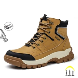 New Safety Shoes Men Boots High Top Work Sneakers Steel Toe Cap Anti-smash Puncture-Proof Work Boots Indestructible Shoes