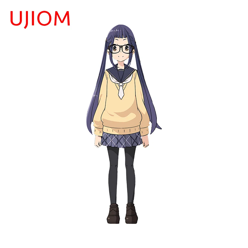 UJIOM 13cm X 4.9cm Double Ponytails Yuru Camp Anime Girl Chibi Wall Stickers Lovely Kitchen Cupboard Decal Home Decorarion