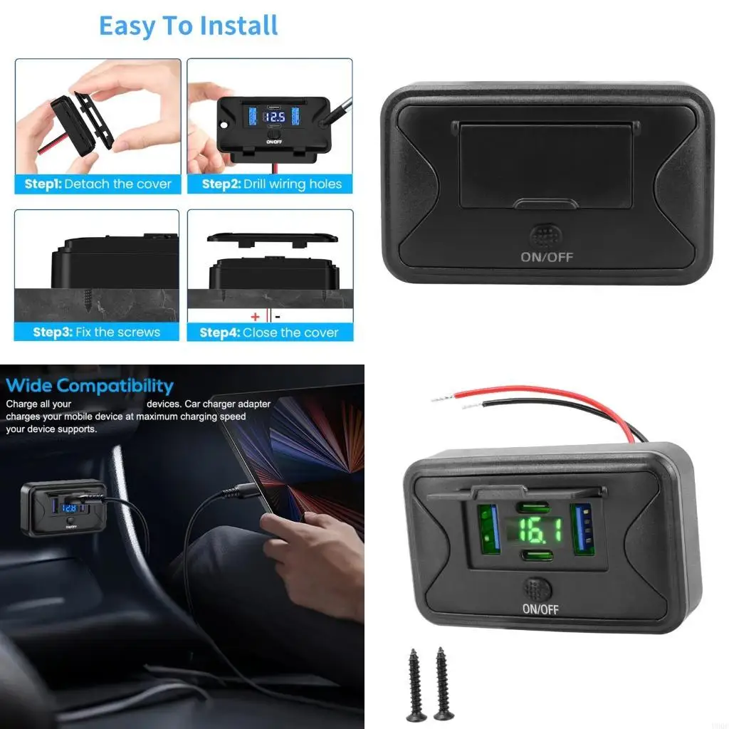 Advanced 4 Port Auto Charging Power Adapter Offering 36W PD And 18W Fast Charging For Phones And Tablets Electronics New