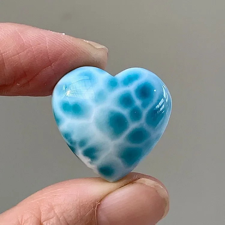 Top Natural Blue Larimar Heart Pendant For Woman 24x25mm  Clear Water Pattern Stone Crystal Jewelry