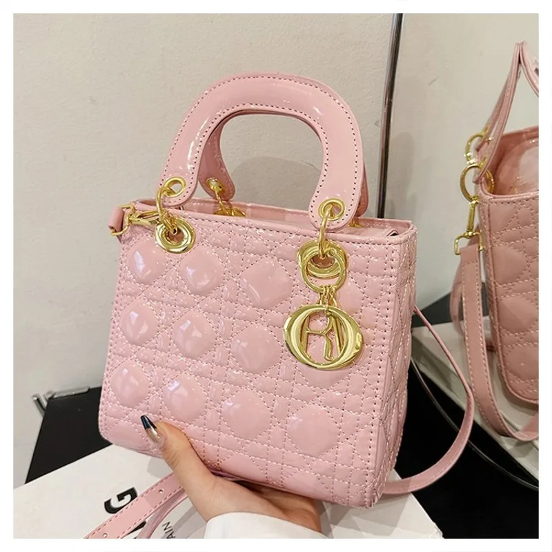 High-End Square Leather Crossbody Bag Women Handbag Designer Shoulder Tote Purse Vintage Elegant Diaper Bag