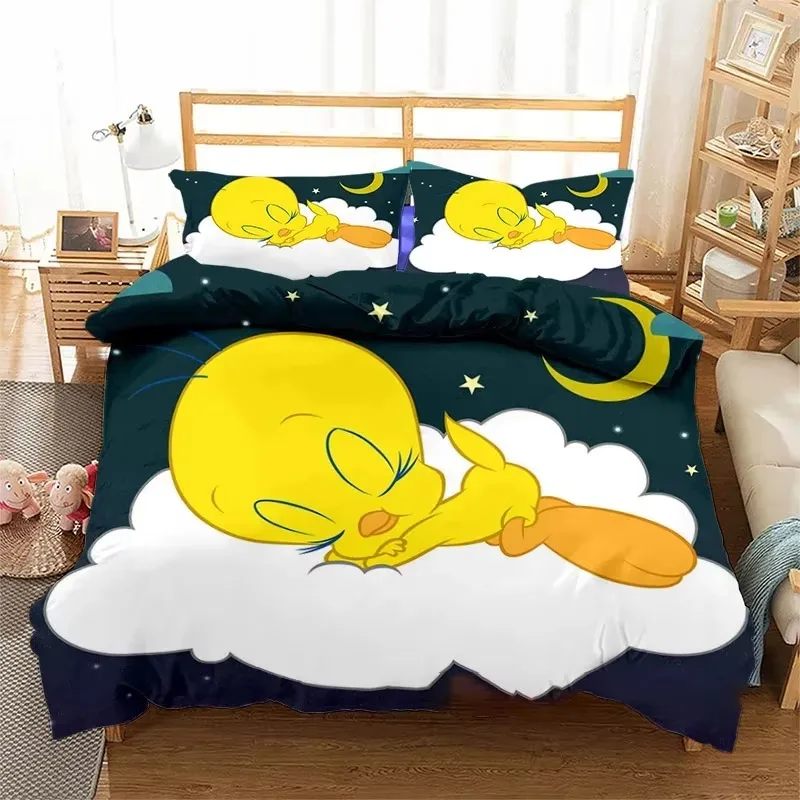 

3D Print Tweetys Bird Bedding Set,Duvet Cover Comforter Bed Set Quilt Cover Pillowcase,King Queen Twin Size Boys Girls Adults