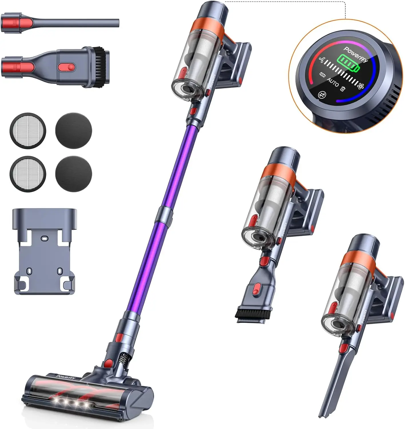 

Vacuum Cleaner, 40Kpa Stick Vacuum Cleaner 450W Powerful Vacuum Cleaner, Up to 55 Mins Runtime 1.5L Dust Cup Lightweigh