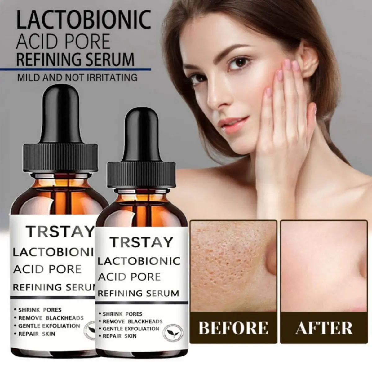 Pore Shrinking Serum Skin Elasticity Delicate Repair Essence Clean Blackheads Acne Moisturizing Smooth Pores Facial Serum