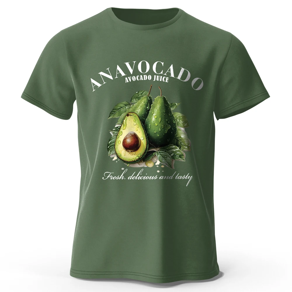 

100% Cotton Fresh Avocado Tee - Minimalist Fruit Design Soft Comfortable Basic Top for Casual Everyday Wear