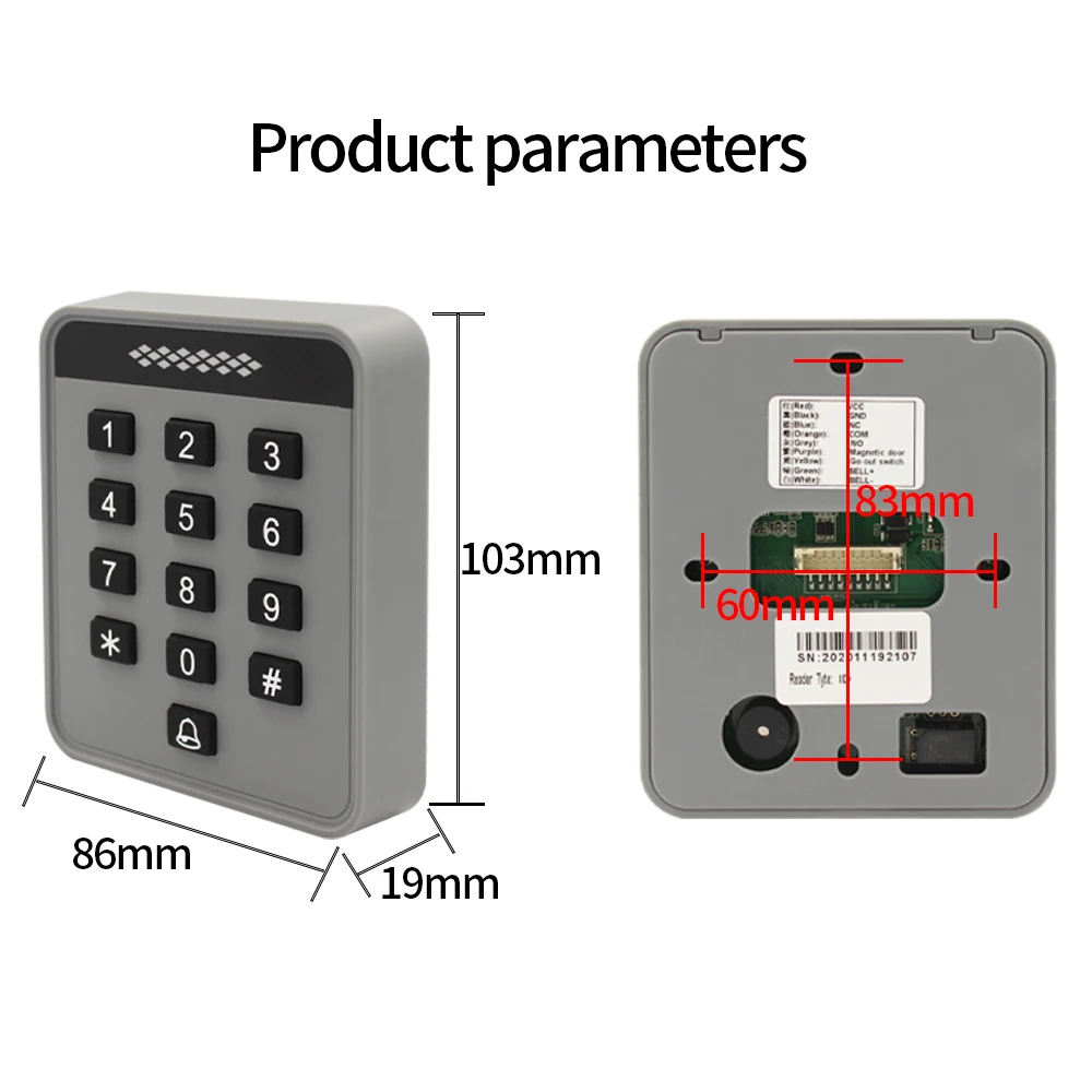 1000 User Simple Stand Alone Access Control Keypad Password ID IC Card Door Opener Output for RFID Electronic Lock System