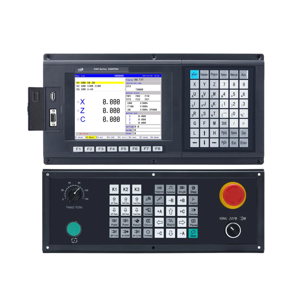 Soluzione totale con supporto USB ATC, divertimento PLC pratico tornio CNC a 4 assi che gira controller CNC, CNC1000TDb-4 per tornio e tornio