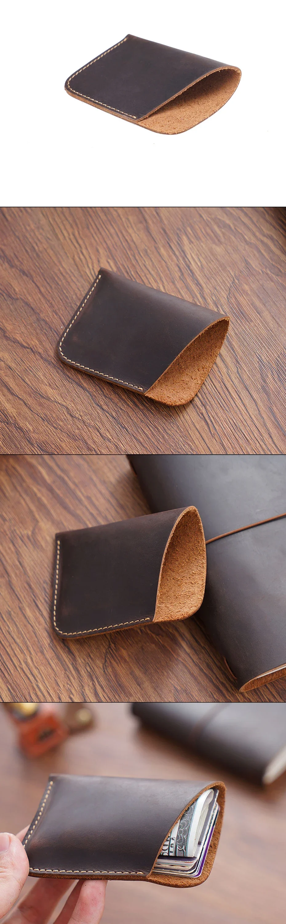 Vintage-Leder-Geldbörse aus Rindsleder für Herren, multifunktionaler Kartenhalter, Organizer, Geldscheintasche, tragbare Business-Geldbörse, ideal für Männer – Detail 2