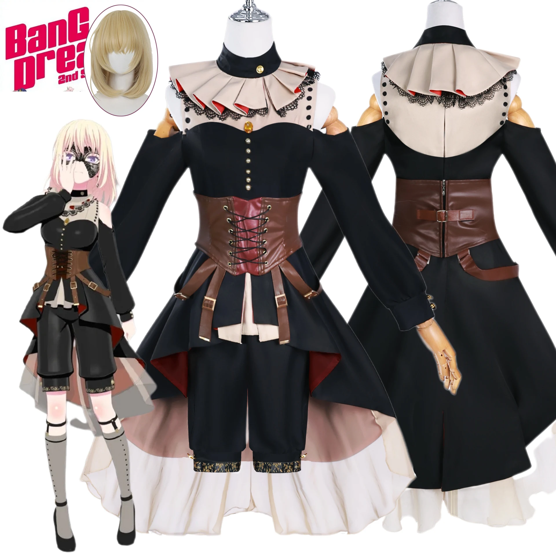 

Мисуми Ука Аниме БанГ Мечта! Ave Mujica Doloris Косплей Костюм Парик Полный комплект Черное платье Лолиты Женский Хэллоуин Комикс Cos 2025