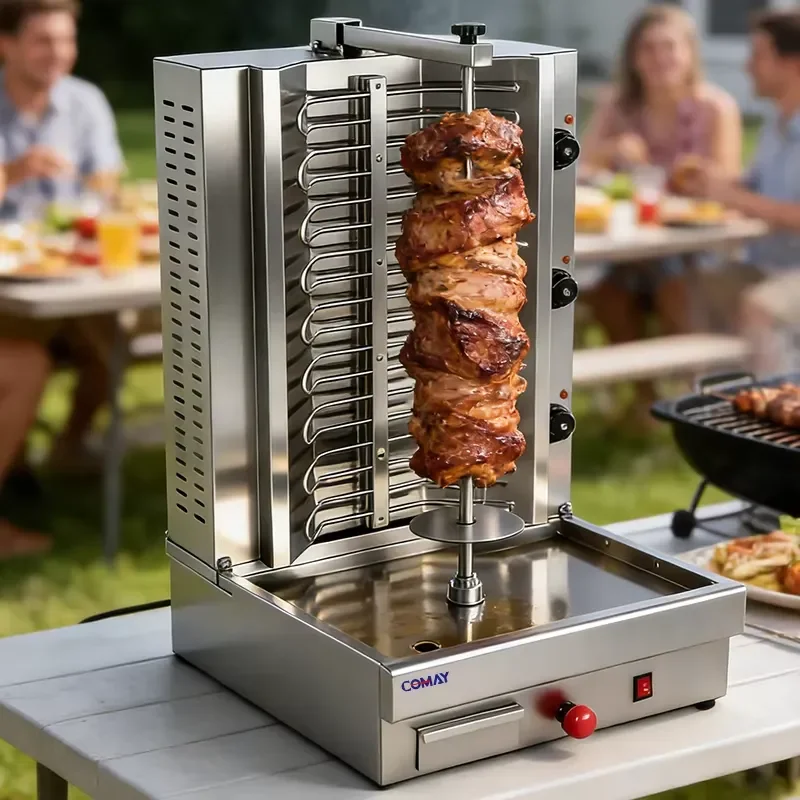 Stainless Steel Vertical Rotating Grill Automatic Middle Eastern Style BBQ Machine for Home Kitchen Cooking Equipment