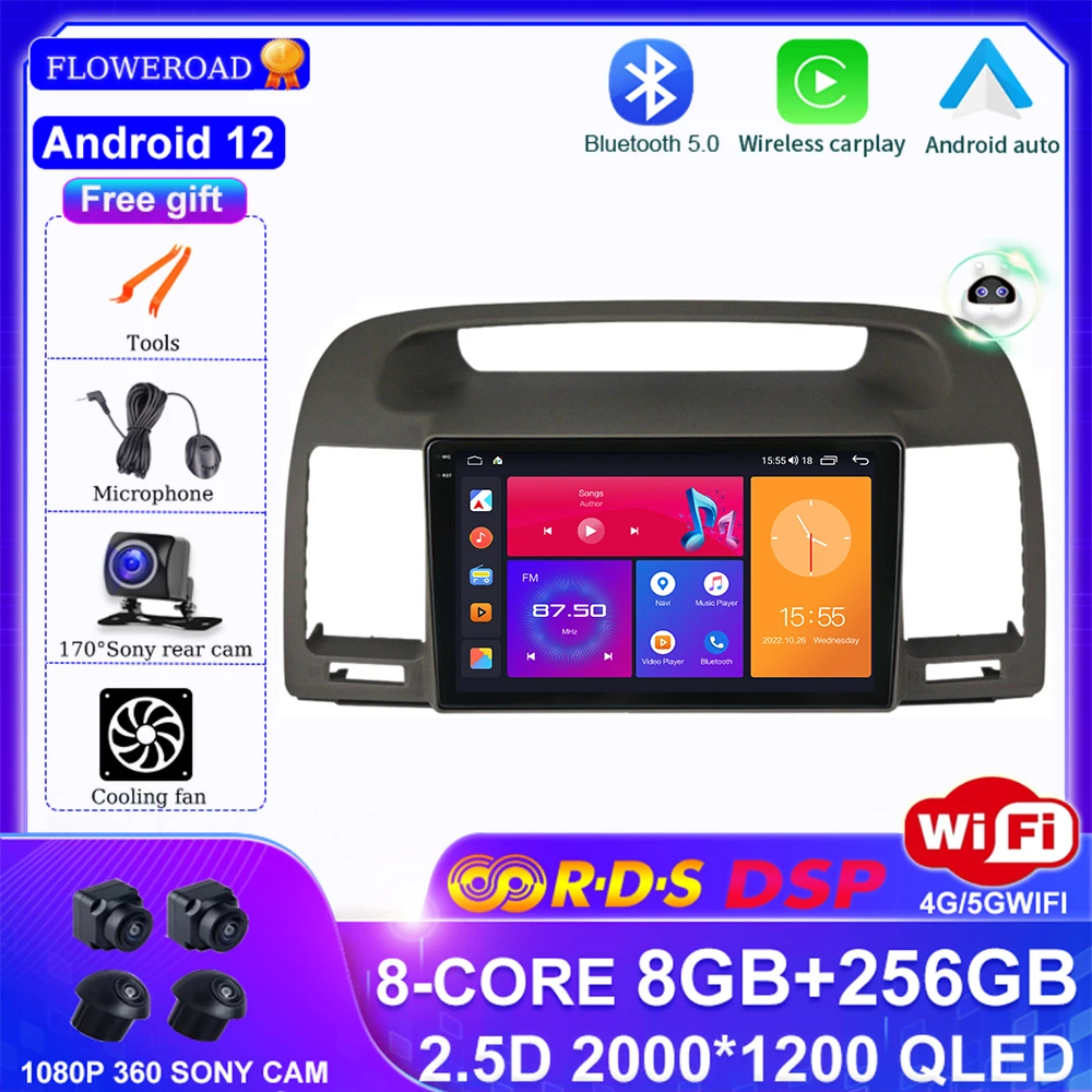 

Android 12 For Toyota Camry 5 XV 30 2001 - 2006 Car Radio Multimedia Video Player Navigation GPS BT 5.0 256G IPS 360 Cam Carplay