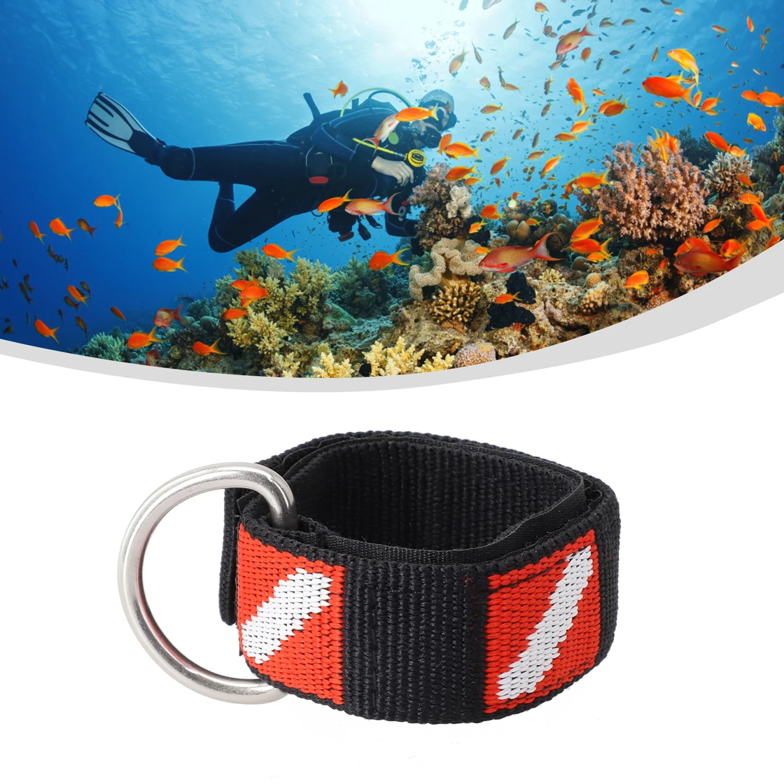 

Quality Practical Wrist Strap Diving Black Diving Flag Pattern Easy To Use Webbing Band Adjustable Nylon Scuba