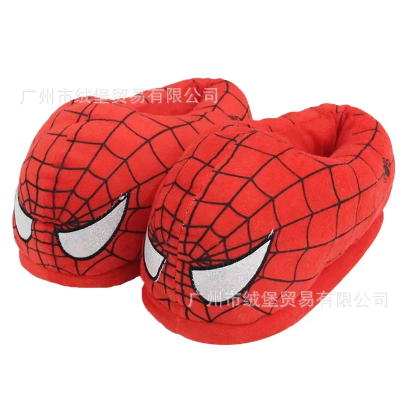 Marvels Spidermans Plush Cotton Slippers Men Anime Cotton-padded Shoes Winter Warm Outdoor Home Slippers Adult Gift Hot Sales