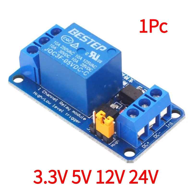 1Pc 3.3V 5V 12V 24V 1 Channel Relay Module High And Low Level Trigger Relay Board.