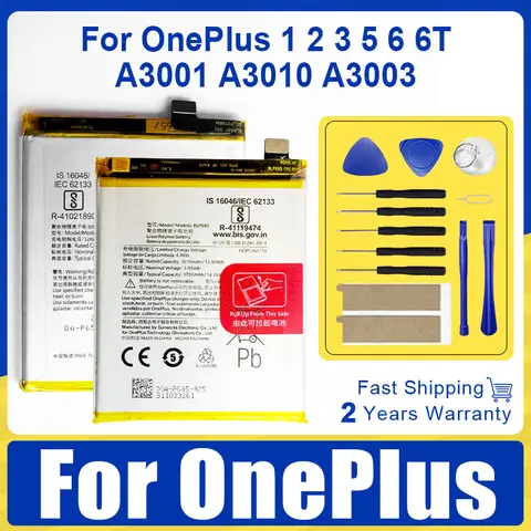 XDOU New BLP637 BLP571 BLP597 BLP613 BLP633 BLP657 BLP685 Battery For OnePlus 1 2 3 3T 5 5T 6 6TA3001 A3010 A3003 + Tools Kit