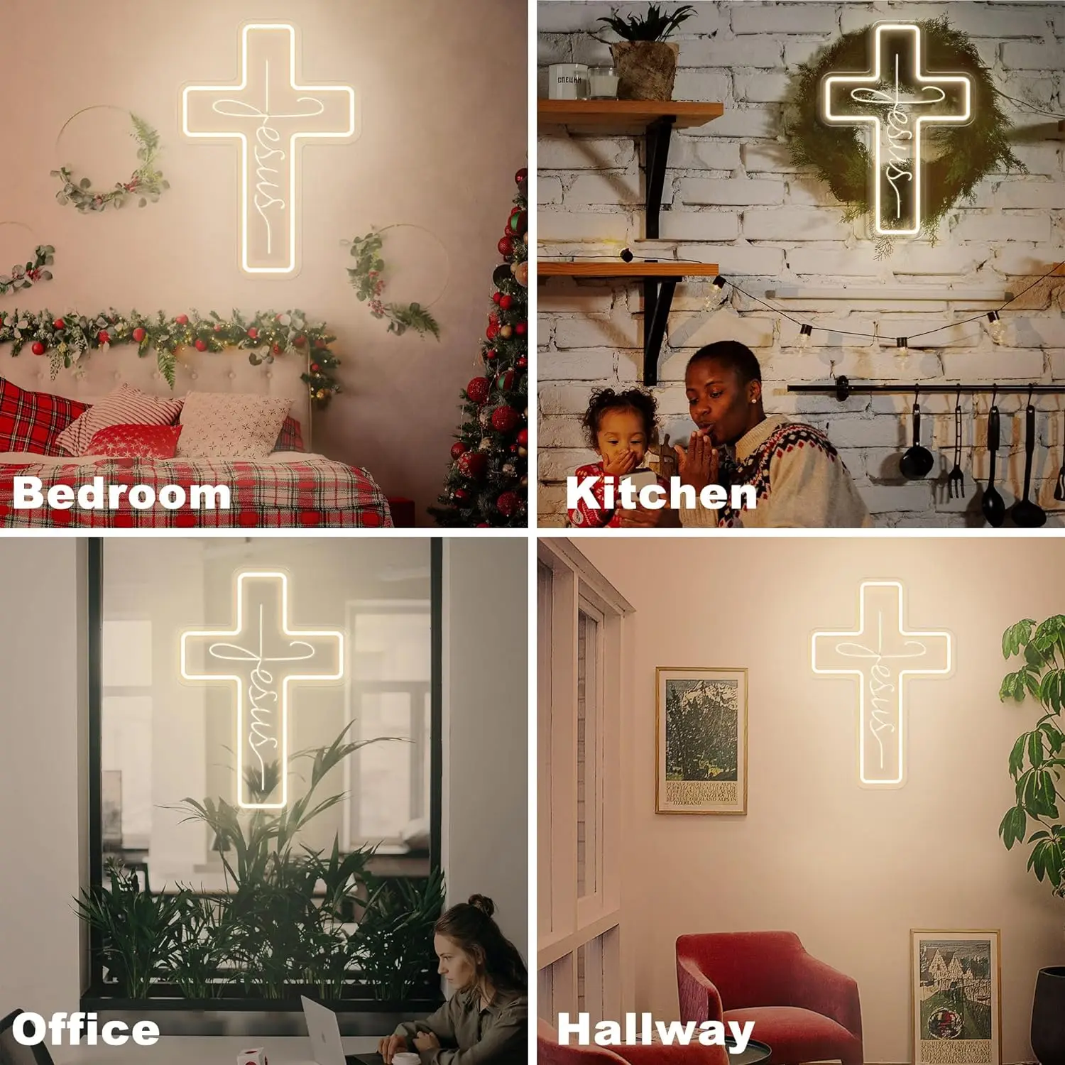 Cross Neon Signs LED Neon Light Sign Light Up Neon Signs for Bedroom Living Room Weddings, Home Decor, Christmas Easter