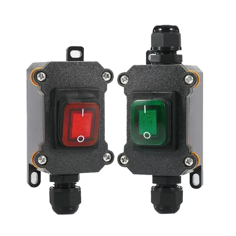 1/5/20pcs Waterproof Marine Rocker Switch With LED 12V/24V/220V Outdoor Junction Box Inline Power Cord Power Switch IP65