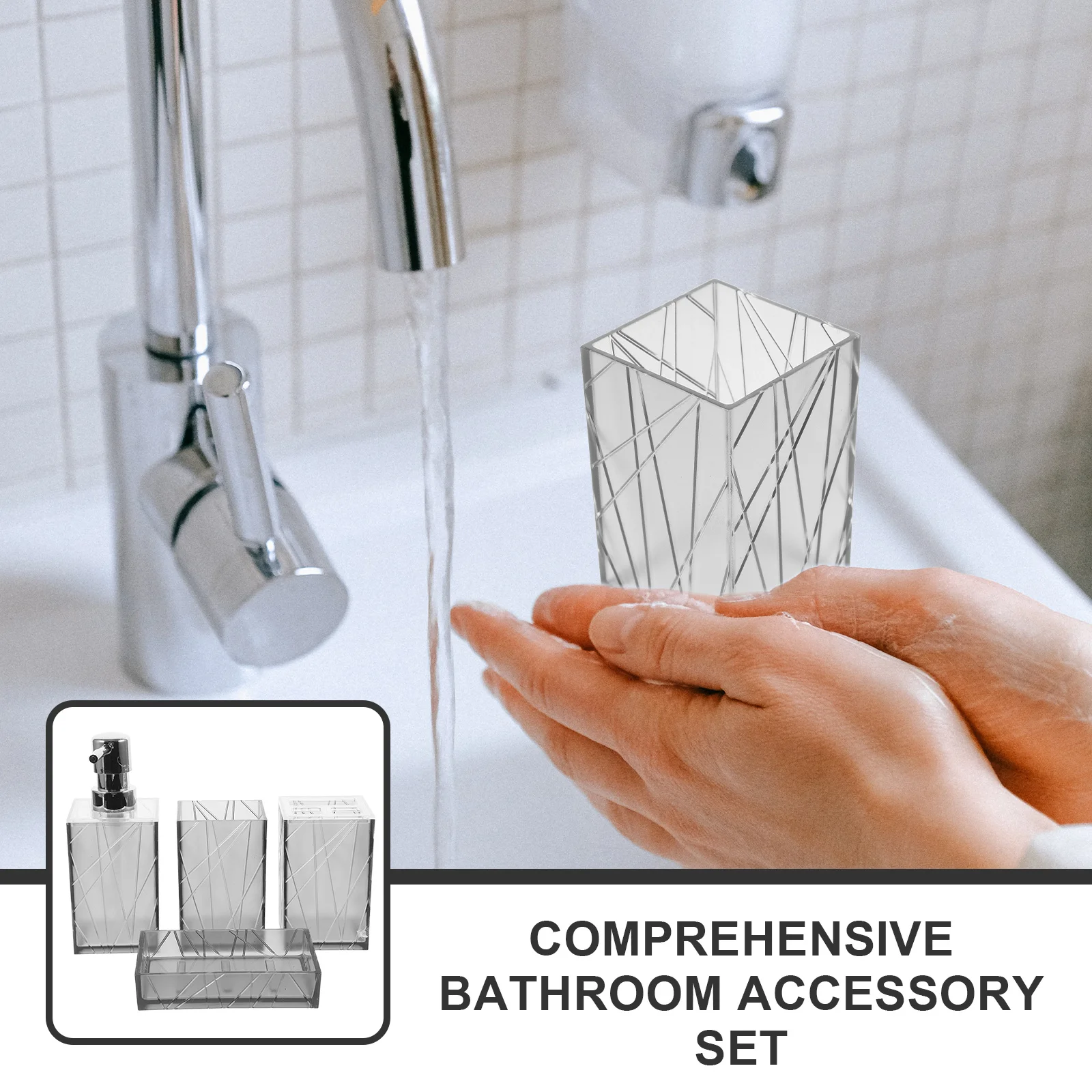 

1Set Bathroom Accessory Set Plastic Soap Dispenser Toothbrush Cup Toothbrush Holder Soap Tray Bathroom Decoration