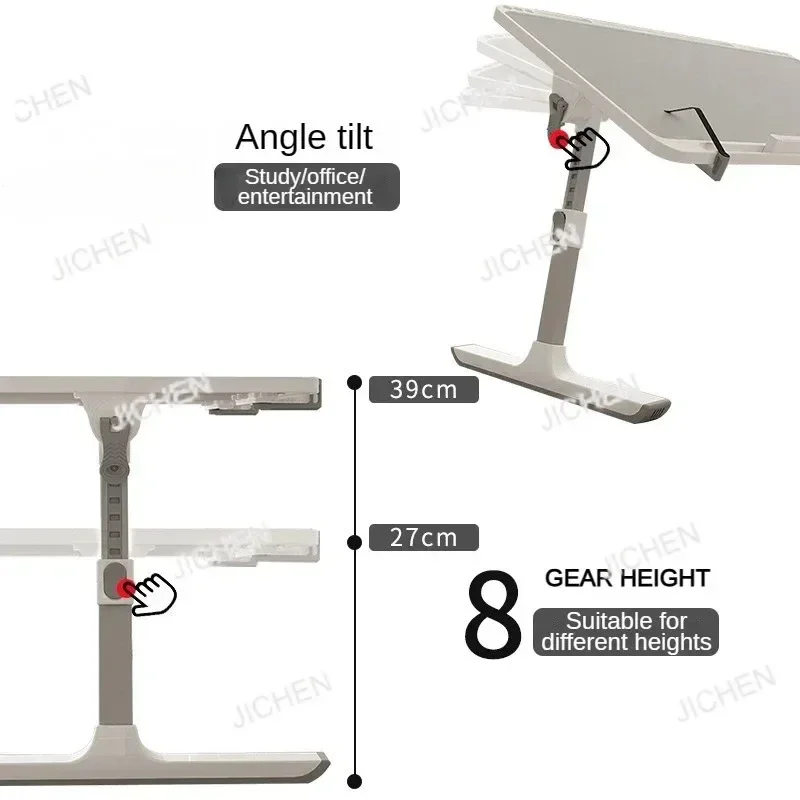 ZH Foldable Lift Laptop Desk With Pen Holder, Gaming Desk With Radiator, Adjustable Reading Table, Bed Table For Breakfast Study