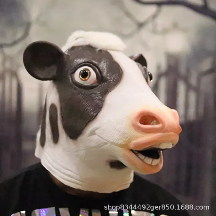 Practical Classic Black Cow Halloween Mask, Pony Head, Cow M ask, Funny and Funny Masquerade Party Cosplay Girl Mask