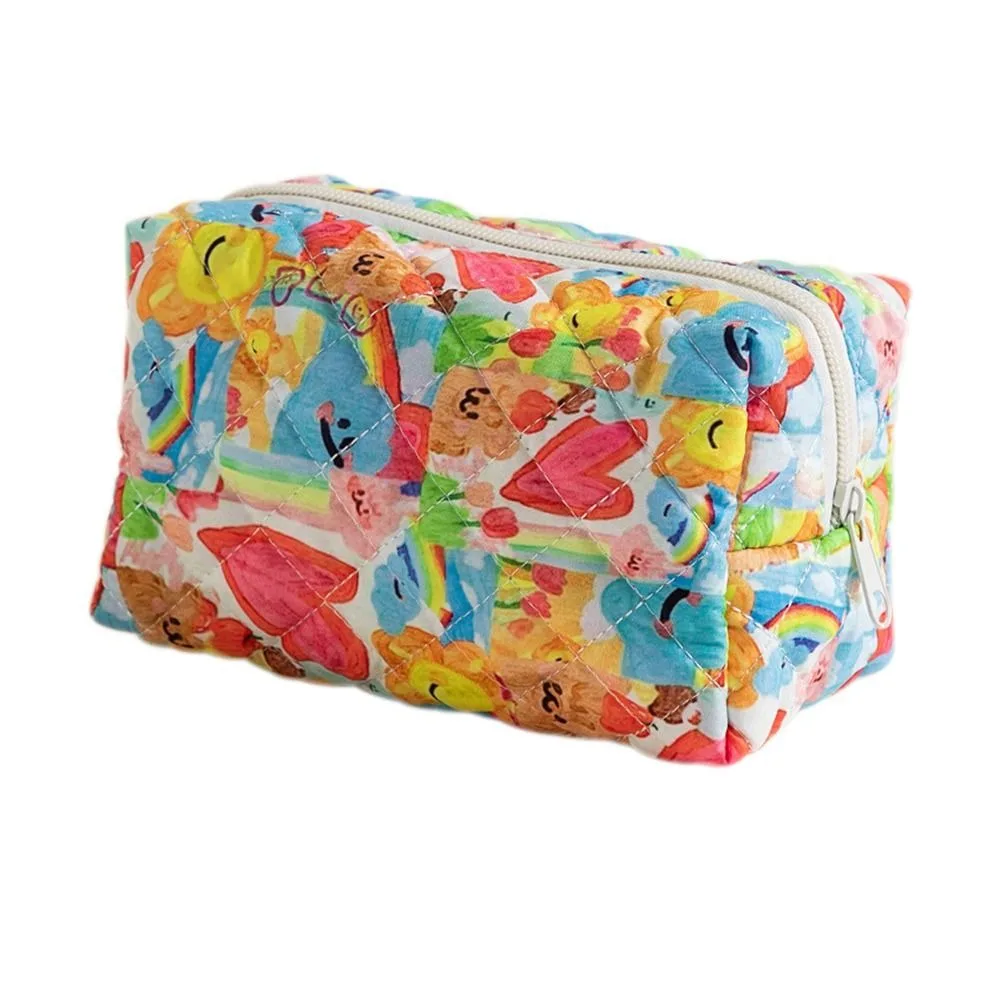 

Kawaii Flower Printed Cosmetic Bag Large Capacity Travel Organizer Makeup Bag Toiletry Bag