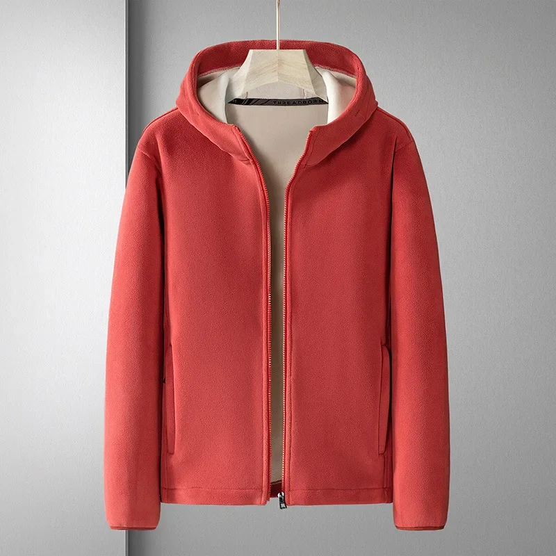 

LIBIELIY 2024 New Winter Basic Thick Warm Hoodie Men Zip Up Polar Fleece Sweatshirts Plus Size Solid Casual Thermal Hoody Jacke