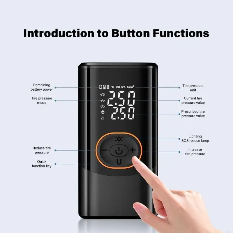F1CF New Rapid Car Tire Wireless Power Charging Multiple Nozzles Emergency Lighting