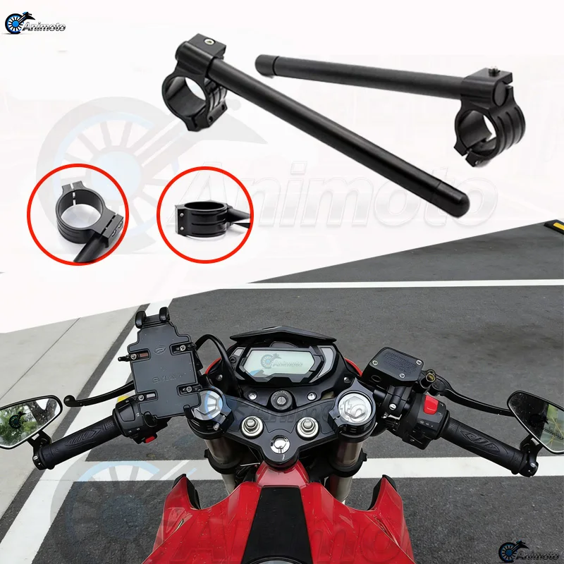

Motorcycle Rised Adjustable CNC Handlebar Clip-Ons Fork Handle Bars Clip Ons 33/35/37/41/43/45/46/48/50/51/52/53/54 mm