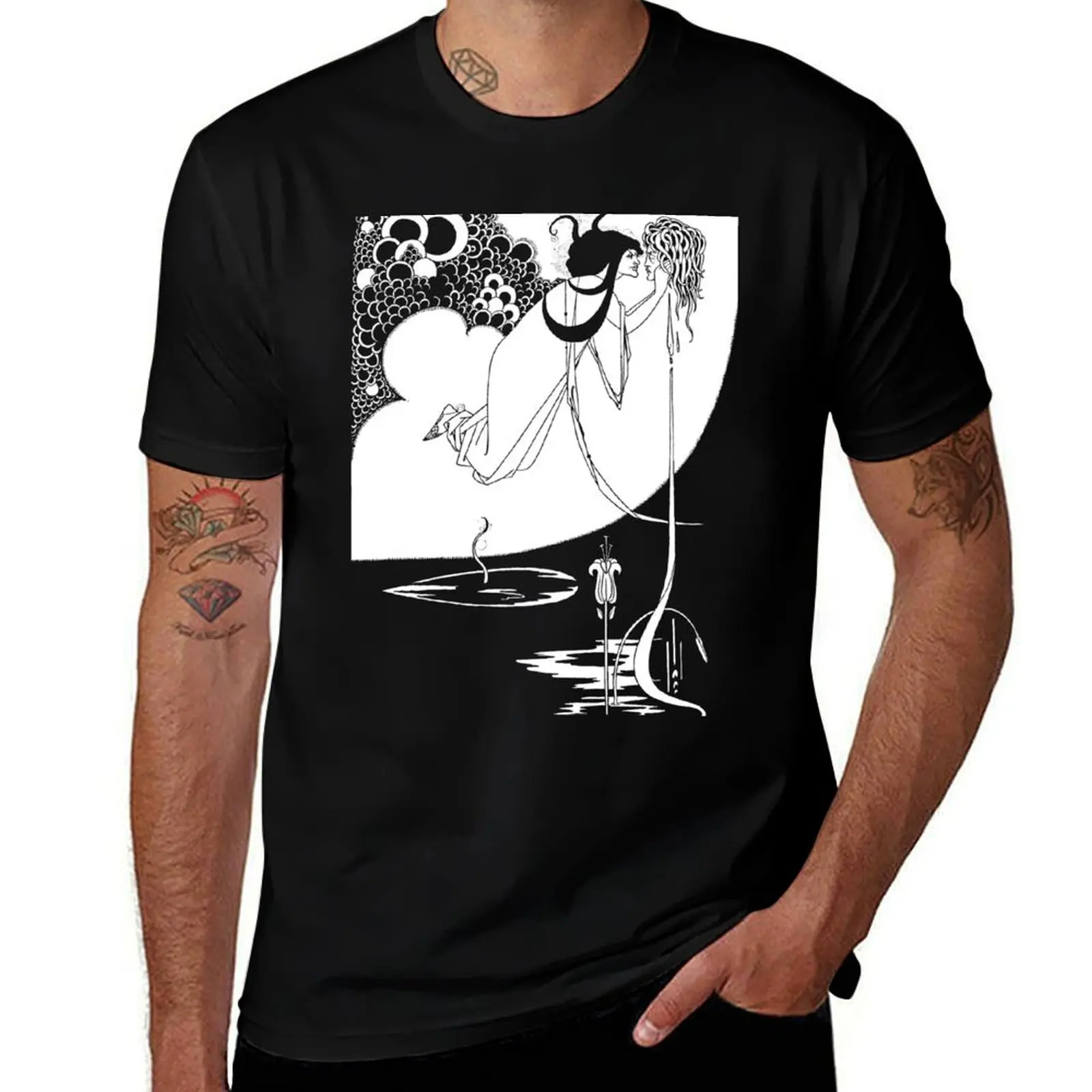 Enhanced Aubrey Beardsley The Climax 1893 on Plum T-Shirt custom shirt graphic tee shirt oversizeds shirts men