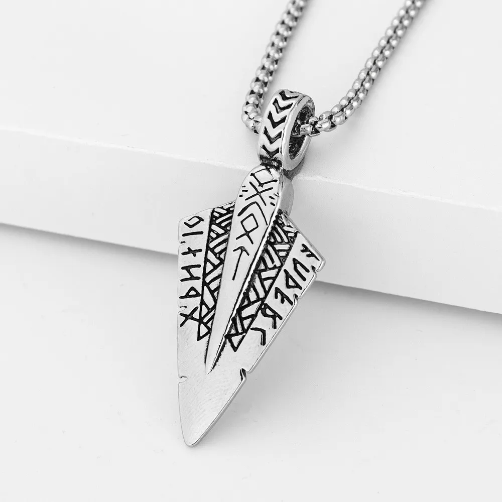 New Trendy Double sided Viking Arrow Pendant Necklace Charming Men\'s Necklace New Fashion Retro Jewelry Accessorie Festival Gift