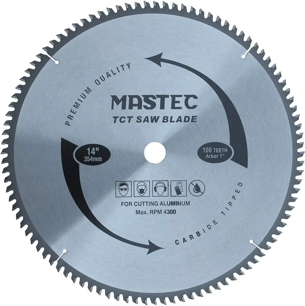 

14-Inch 100 Tooth TCG Saw Blade for Aluminum, Non-Ferrous Metals, 1-Inch Arbor