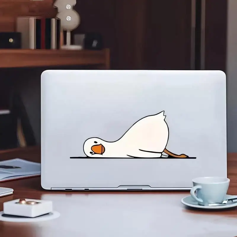 【CMO】Cartoon Decorative Sticker Featuring A Small White Goose Lying On Its Side With Its Face Down Suitable For Decorating Car