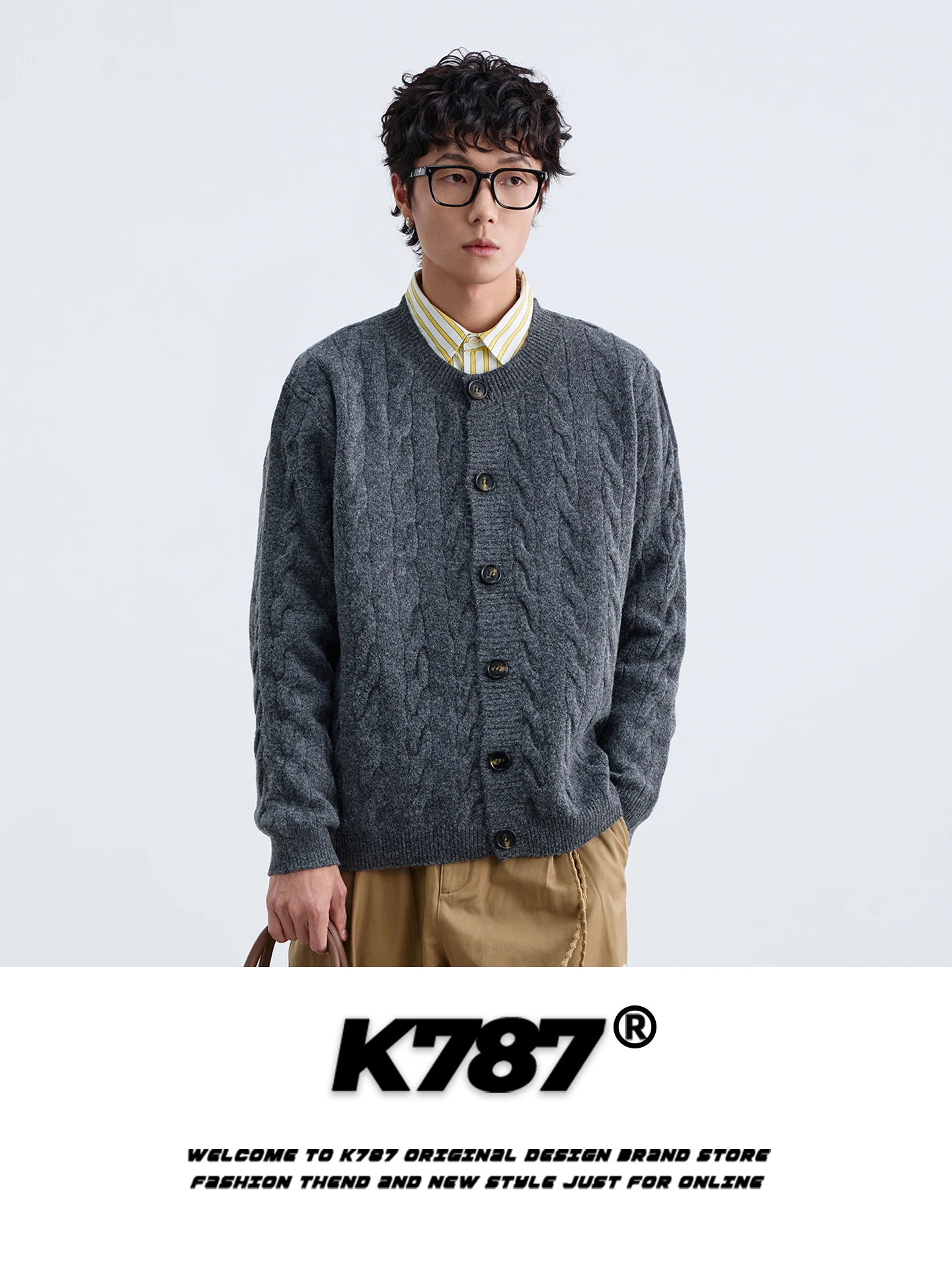 

Американский ретро-кардиган из трикотажа с круглым вырезом, свободного кроя, для мужчин и женщин, осенне-зимний, теплый, повседневный, для пар