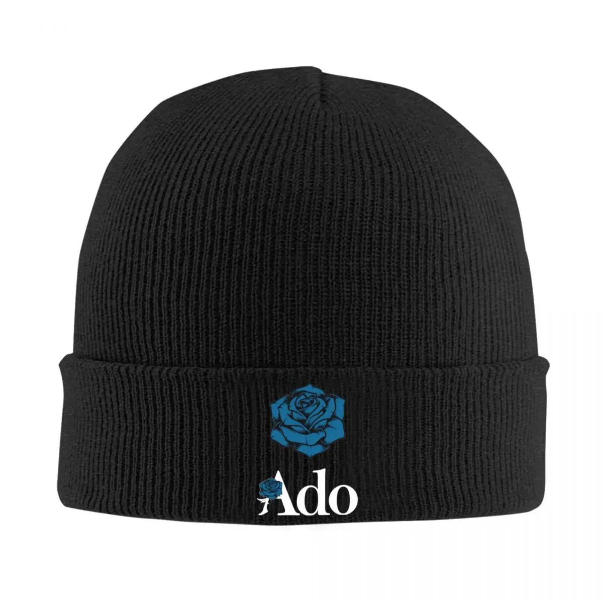 Ado Blue Rose Knitted Hat Women's Men's Skullies Beanies Winter Hat Acrylic Goth Jrock Aesthetic Warm Caps