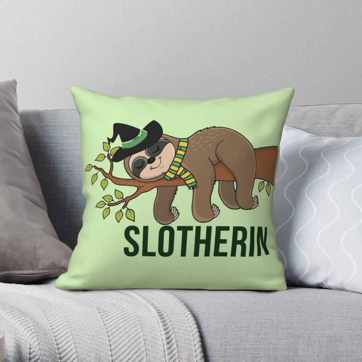 

Lazy Slotherin Pillowcase Polyester Linen Velvet Printed Zip Decorative Sofa Cushion Cover 18"