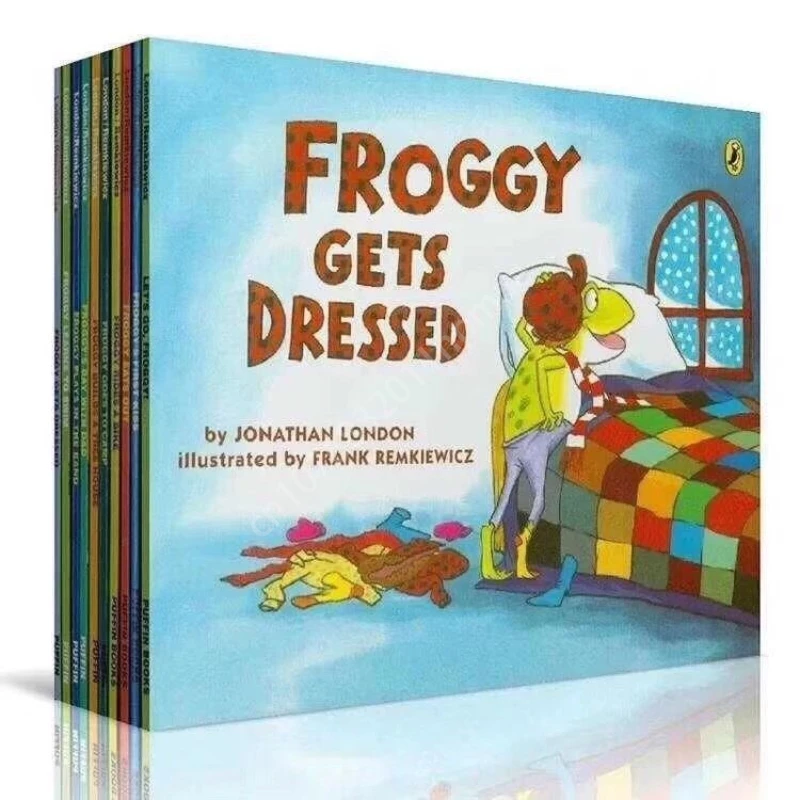 Educação Infantil em Inglês Livro Ilustrado, História Clássica, Froggy, Fica, Vestido, Leitura, 10 Volumes por Conjunto