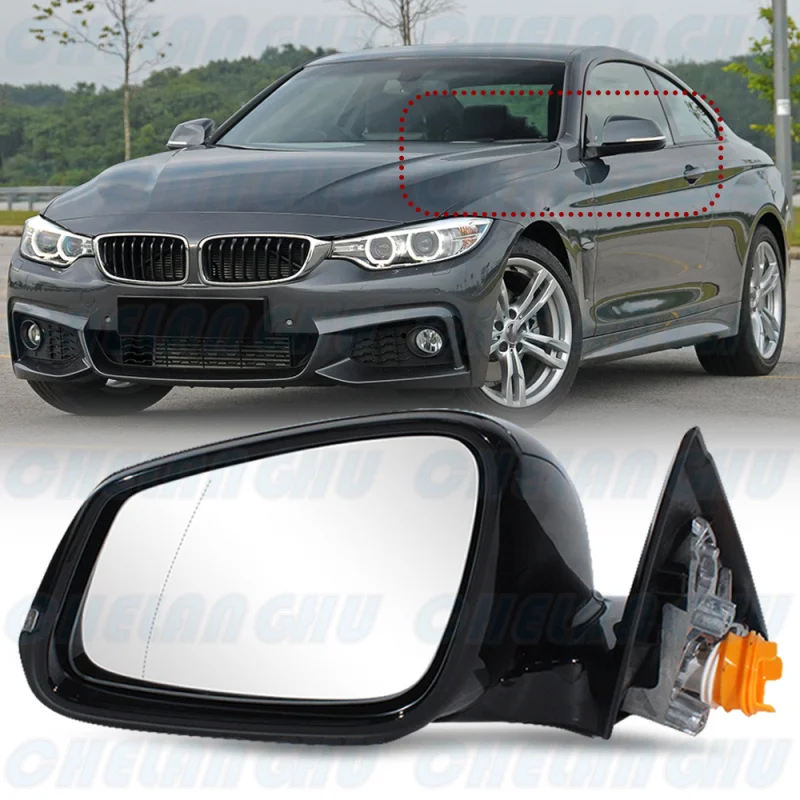 

For BMW F32 428i 435i 440i 2015 2016 2017 2018 2019 2020 Left Side 5 Pins Black Painted Heated Memory Power Fold Mirror Assembly